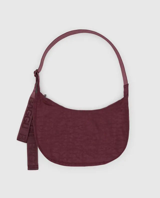 Baggu Medium Nylon Crescent Bag Mahogany Maroon