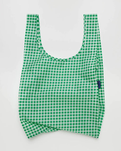 Standard Baggu Green Gingham Print Europe Foldable Bag Sustainable