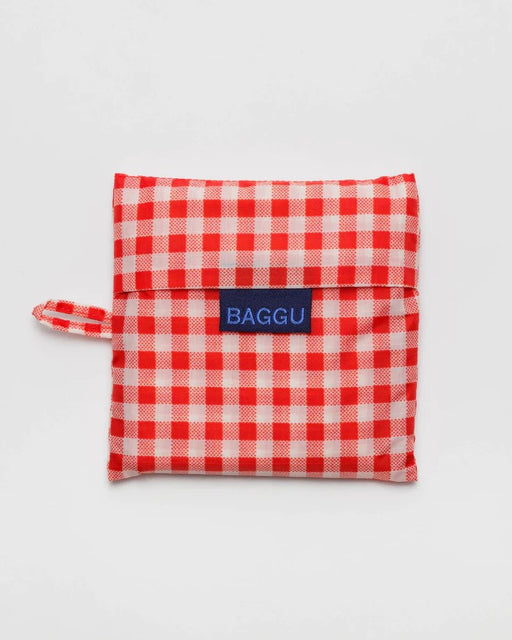 Standard Baggu Red Gingham Checkered Print Reusable Bag Europe