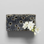 Atuto Rectangle Ceramic Flower Frog Block Grey Patina