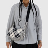 Medium Nylon Crescent Bag: Mixed Plaid