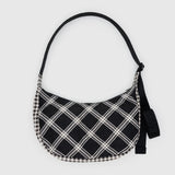 Medium Nylon Crescent Bag: Mixed Plaid