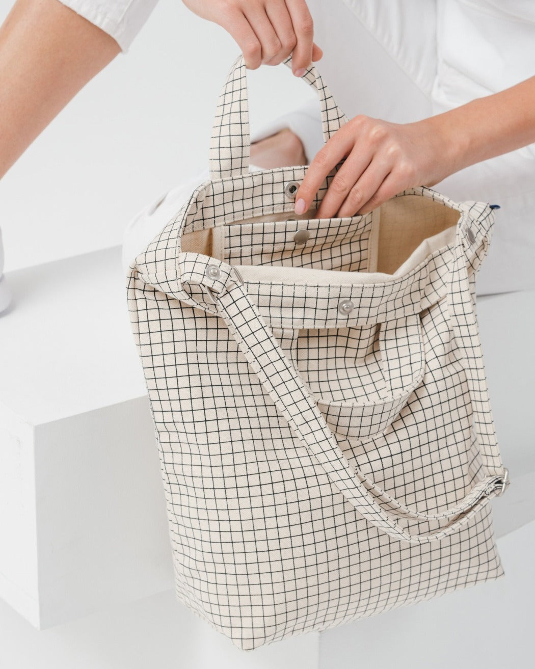 Baggu Duck Bag Natural Grid Nederland europe