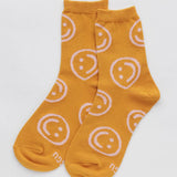Baggu Crew Sock Marigold Happy Smiley Emoji