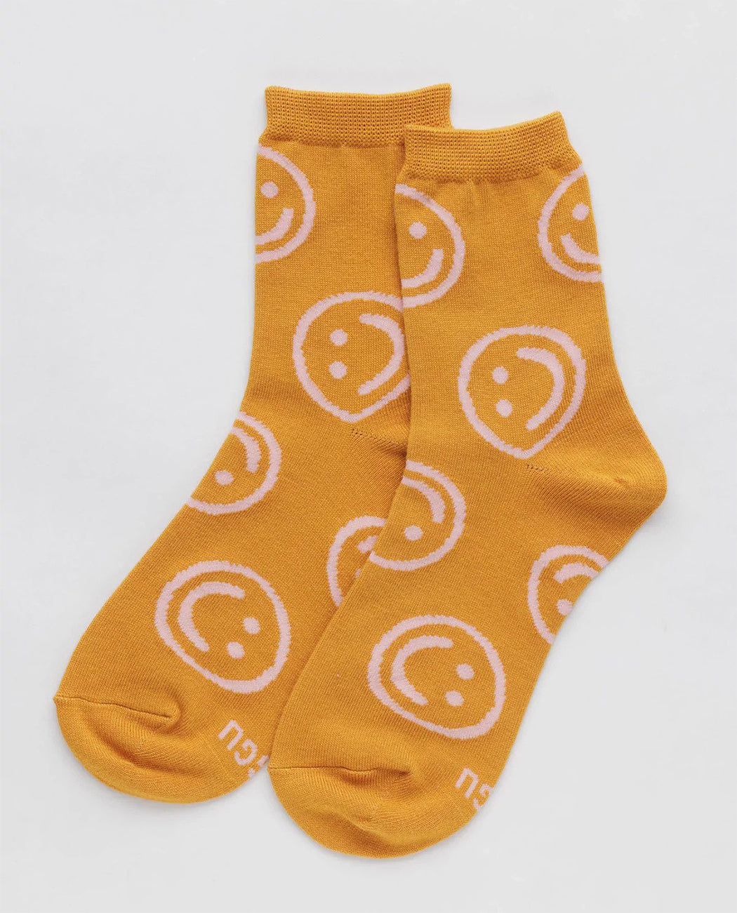 Baggu Crew Sock Marigold Happy Smiley Emoji