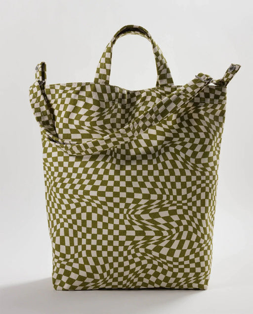 Baggu Duck Bag Moss Trippy Checker Organic Cotton Tote Bag