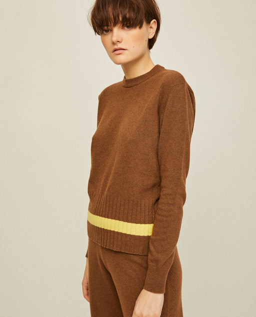 Rita Row Nina Knit Sweater Brown Yellow Stripe