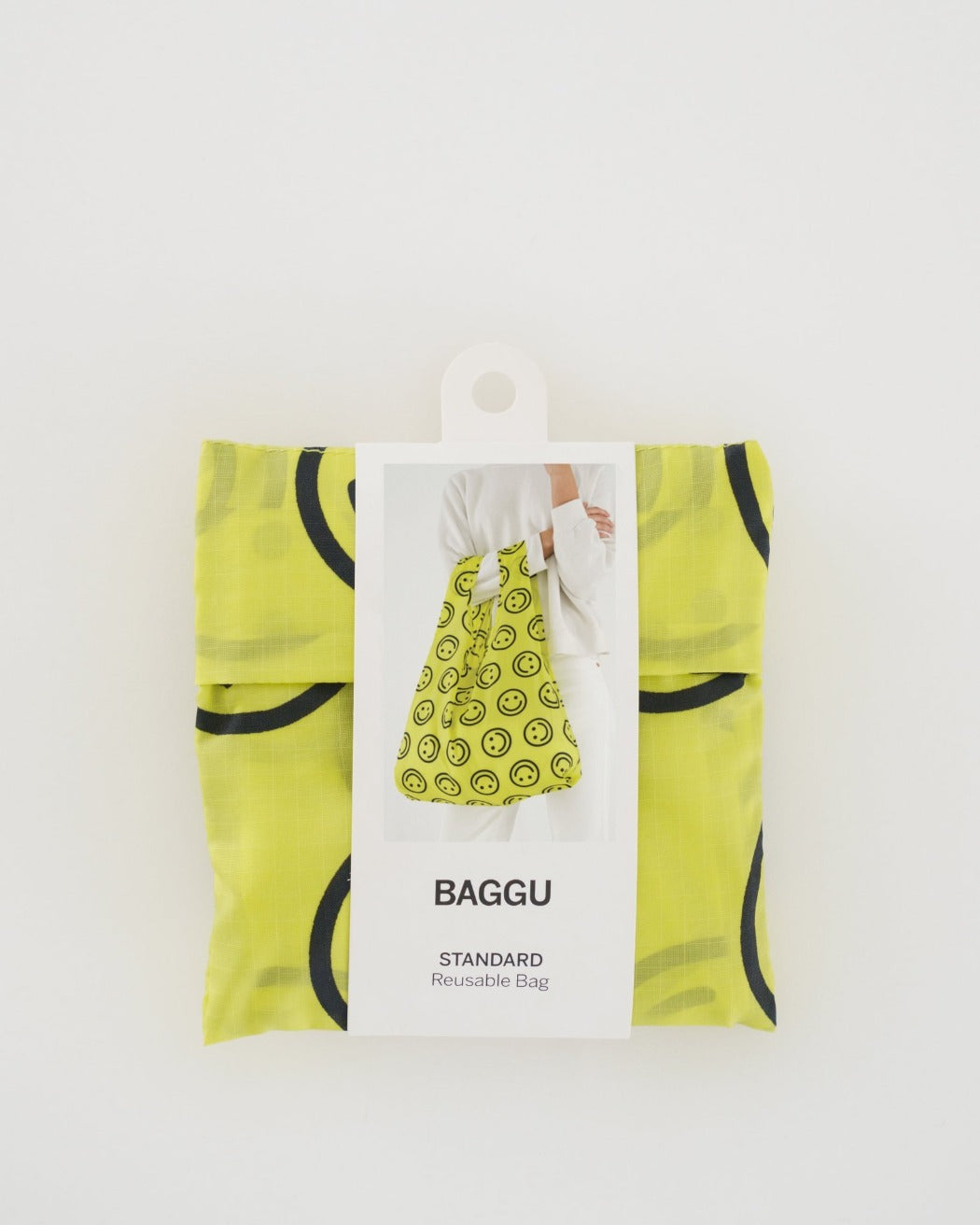 Baggu Nederland Yellow Happy Smiley reusable shopper bag